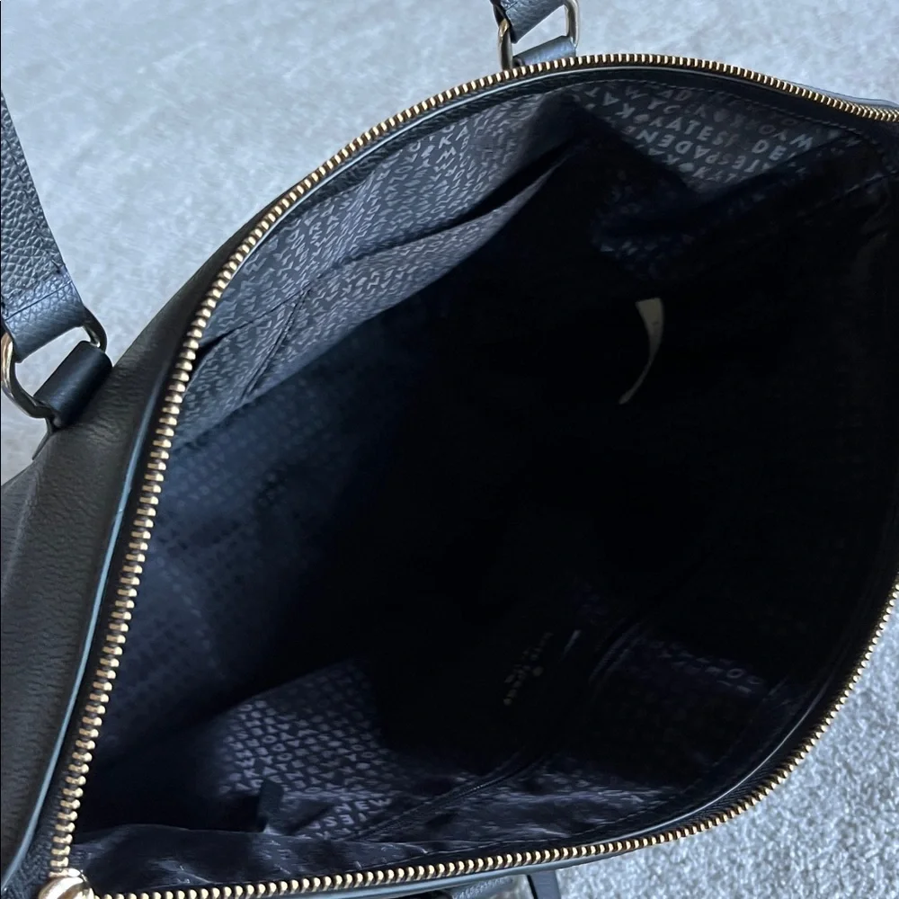 NWOT Kate Spade Black Pebbled Leather Shoulder Tote with Gold tone Hardware - Picture 6 of 10